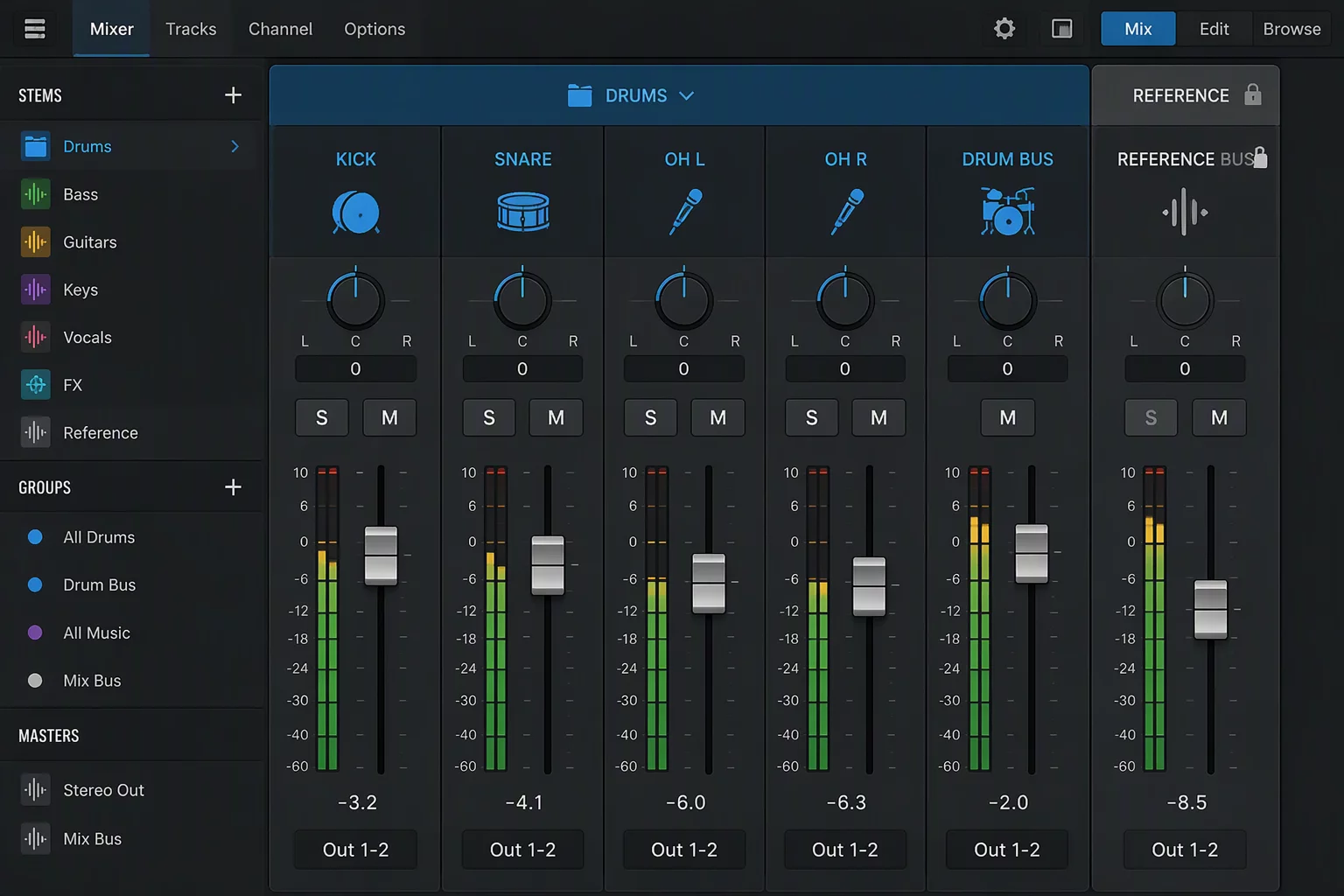 A Drum Folder Reduced Scrolling but Hid the Reference Track