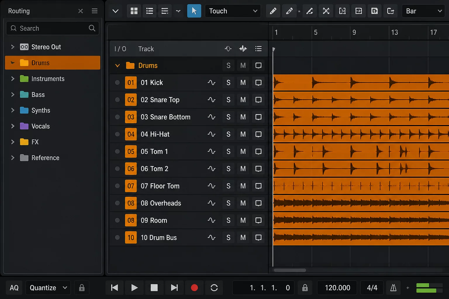 A Drum Folder Reduced Scrolling but Hid the Reference Track