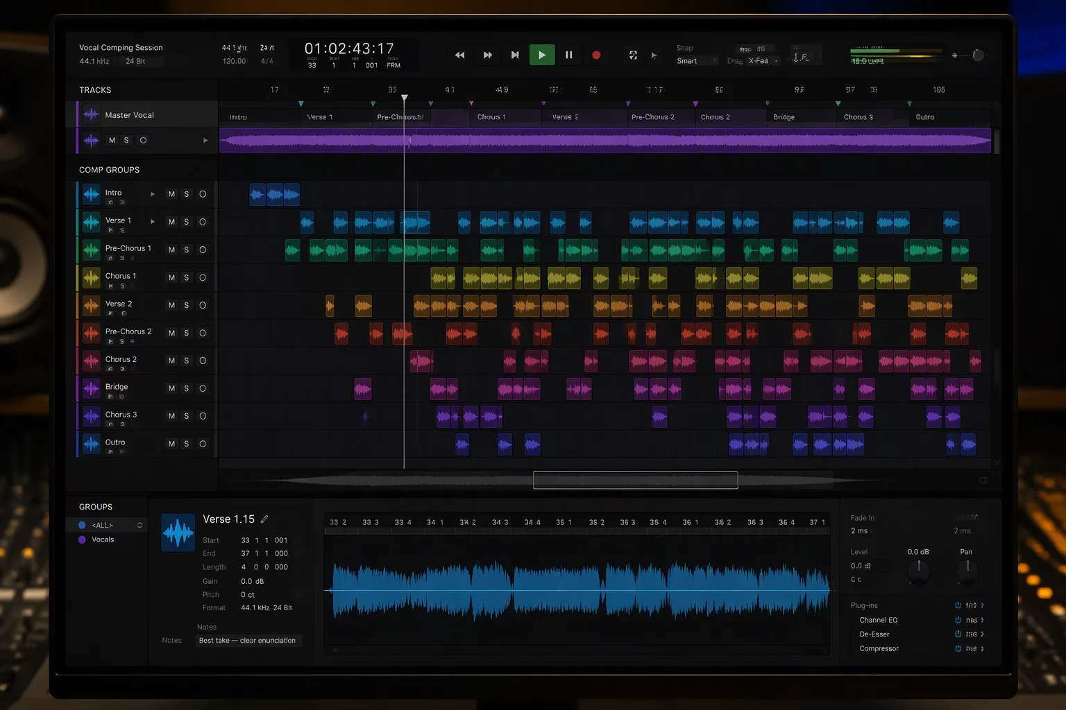 Managing Large Vocal Editing Sessions